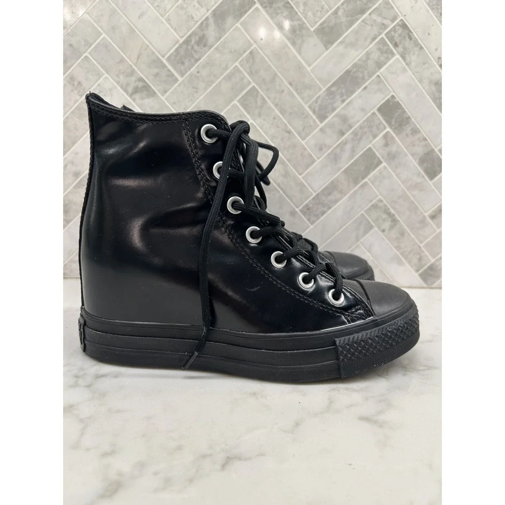 Converse Chuck Taylor All Star Wedge Platform Sneakers Womens 7 High Top Leather - Picture 2 of 7